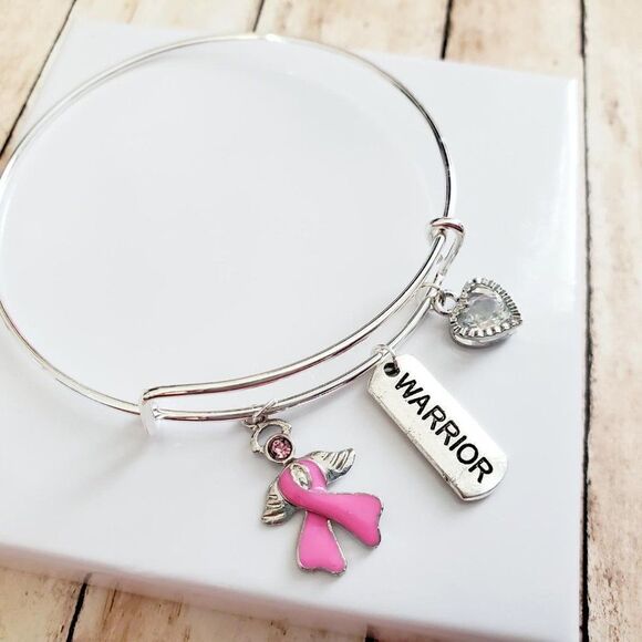 Breast Cancer Awareness Bracelet, Pink Ribbon, Motivational Gift - Picture 6 of 11